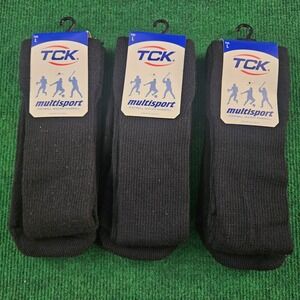 3 Pair NEW WITH TAGS TSK Black Athletic Socks‎ Men's L Women's L